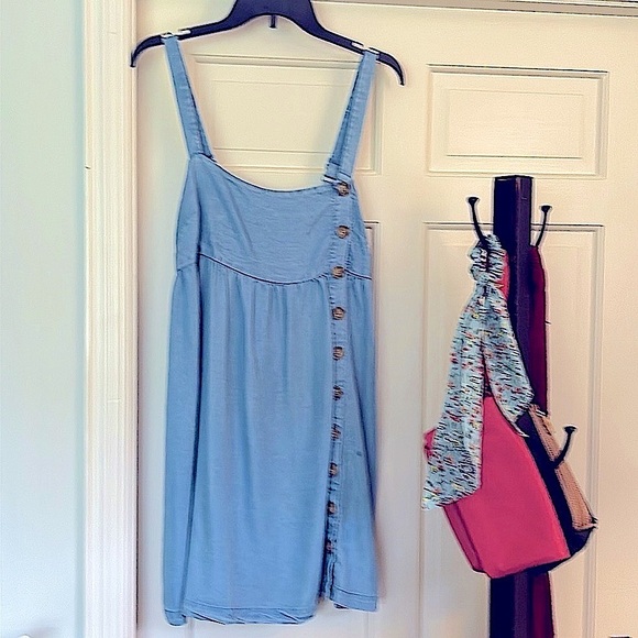 Denim Dress Adjustable Straps Size Medium EUC Button Detailing Cowgirl Up - Picture 1 of 13